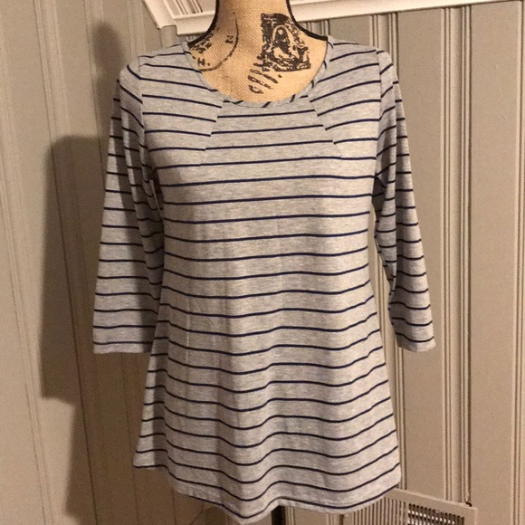 Green Envelope Tops - FINAL Green Envelope sz L grey navy strip shirt